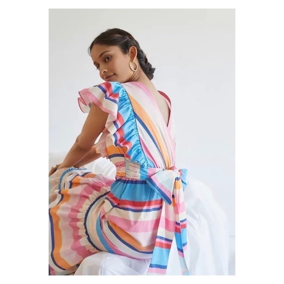 NWT PLENTY BY TRACY REESE Anthropologie Rainbow Striped Midi Dress Small - Picture 7 of 16